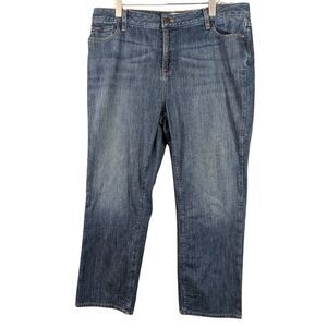 LL Bean Favorite Fit Jeans Womens‎ 18 Petite Blue Denim High Rise Flannel Lined